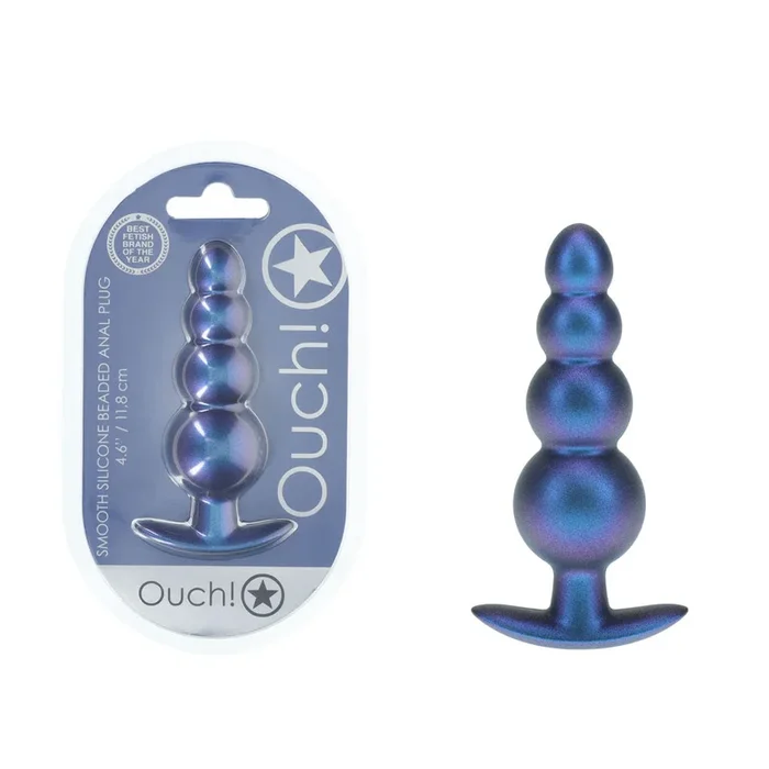 OUCH! Beaded Anal Plug – Metallic – Metallic 11.7 cm Butt Plug
