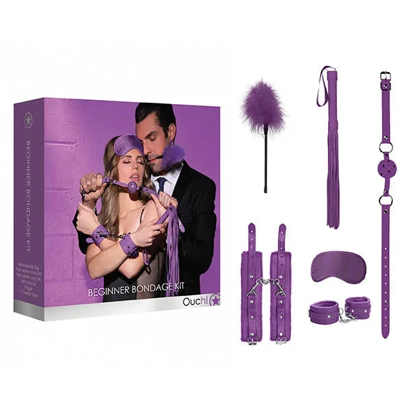 Ouch! Beginners Bondage Kit – Purple – 5 Piece Set
