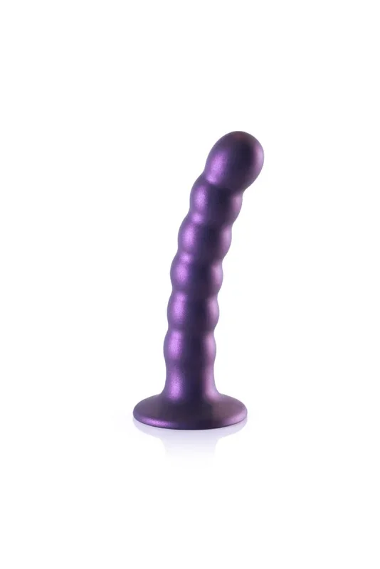 Ouch by Shots Toys – 5″ Beaded Silicone Dildo – Metallic Purple