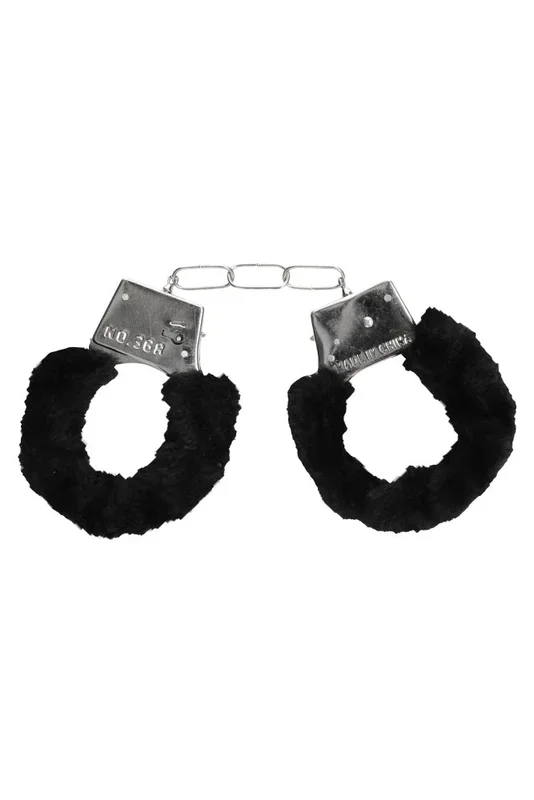 Ouch by Shots Toys – Black & White – Pleasure Handcuffs with Quick Release Button – Black