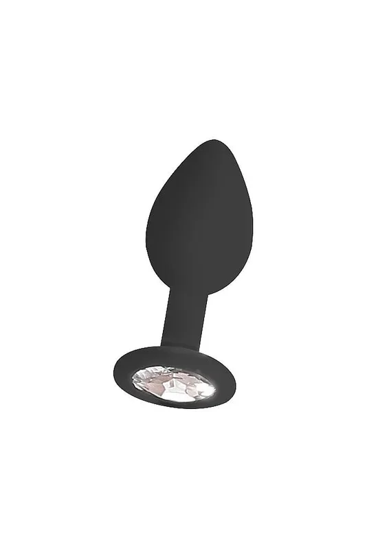 Ouch by Shots Toys – Black & White – Silicone Butt Plug with Removable Jewel – Black