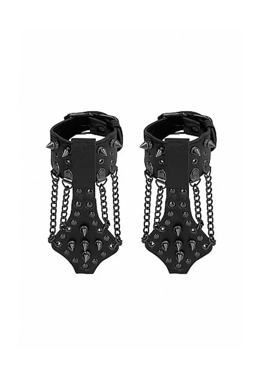 Ouch by Shots Toys – Spiked Handcuffs With Chains – Black