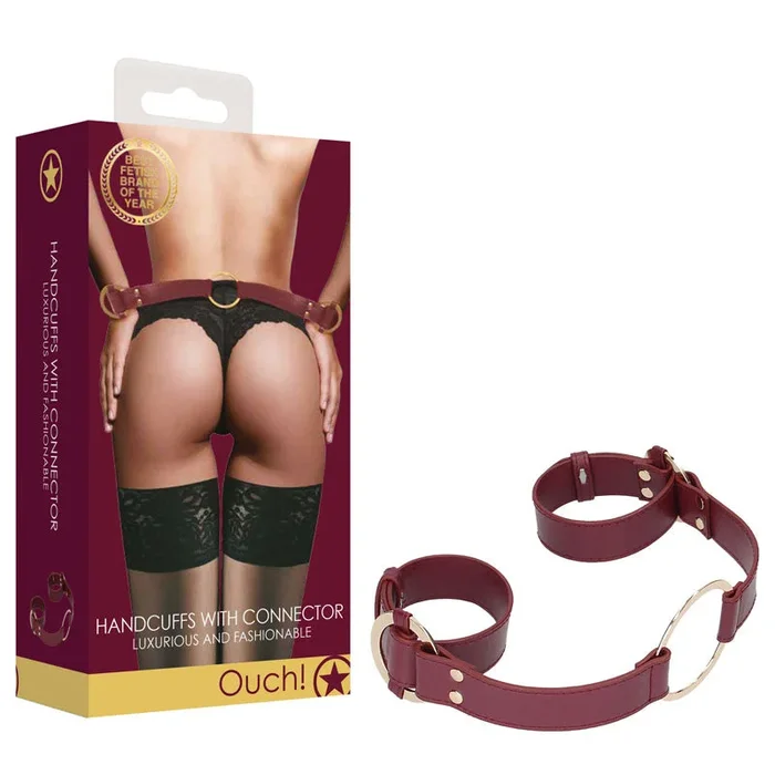 OUCH! Halo – Handcuff With Connector – Burgundy Restraint