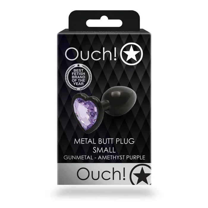 OUCH! Heart Gem Gunmetal Butt Plug – Small