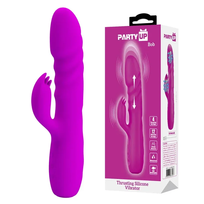 Party Up BOB Thrusting Vibe – – 25 cm USB Rechargeable Thrusting Rabbit Vibrator