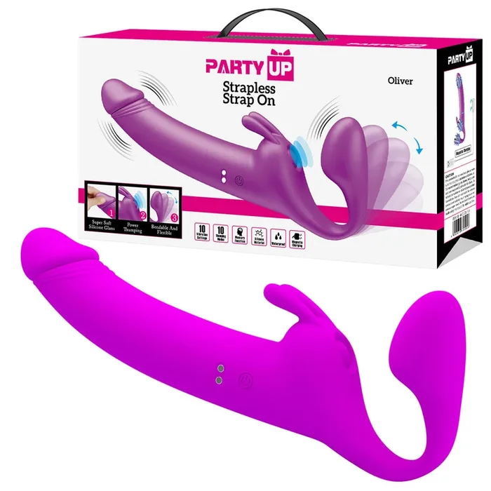 Party Up OLIVER Strapless Strap-On – 28.3 cm USB Rechargeable Strapless Strap-On
