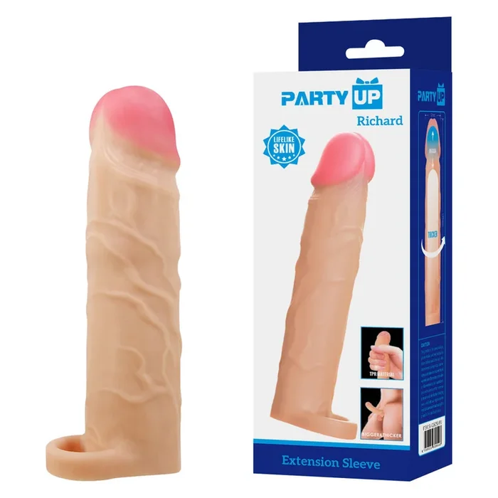 Party Up RICHARD 3 Inch Extender Sleeve – 3 Inch Penis Extender Sleeve with Ball Strap