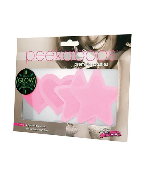 Peekaboos Glow in the Dark Hearts & Stars – Hot Pink 2 Pairs