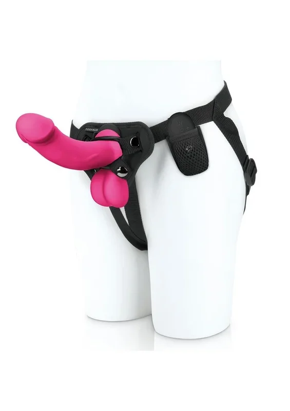 Pegasus Realistic Silicone Rechargeable Dildo with Balls with Remote Control and Adjustable Harness