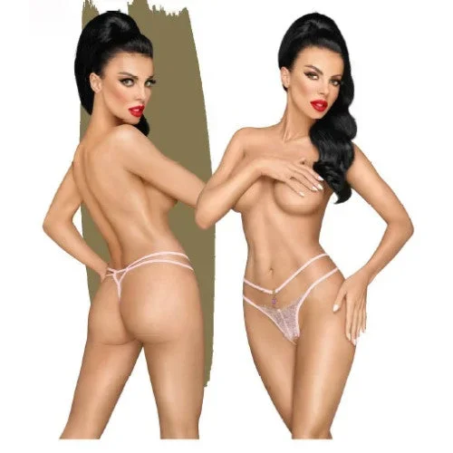 Penthouse Open Secret Light Pink Crotchless Thong