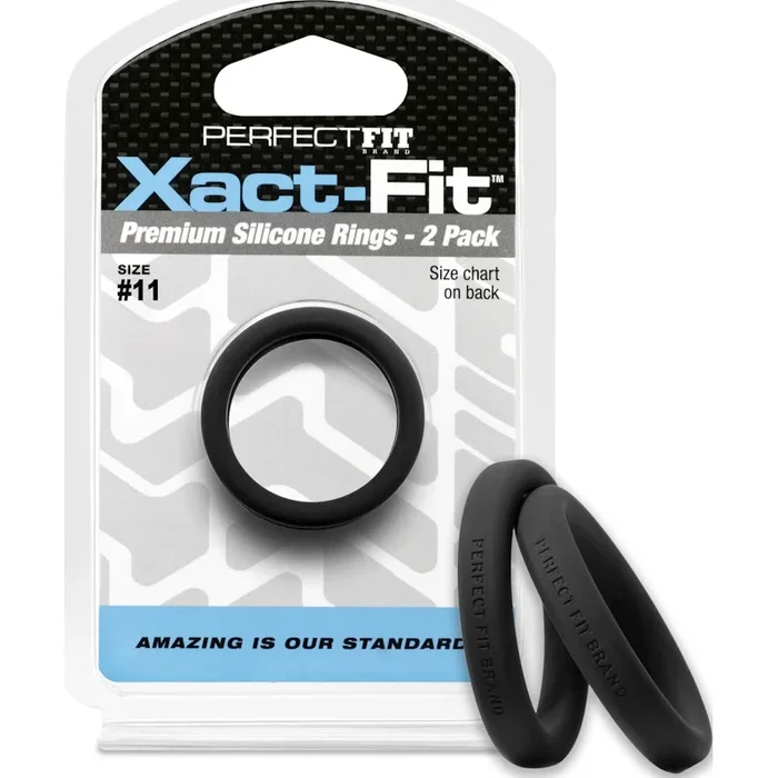 Perfect Fit Xact-Fit Silicone Cock Rings 2 Pk – Black Size 11