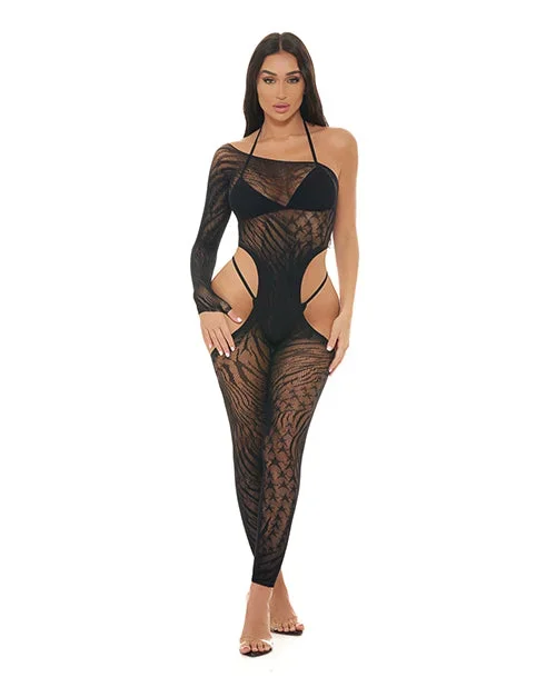 Pink Lipstick Star Sign Bodystocking – Black O/S