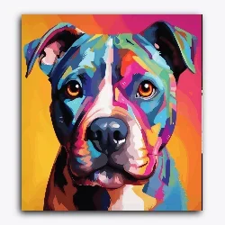 Pitbull Dog Colorful Portrait