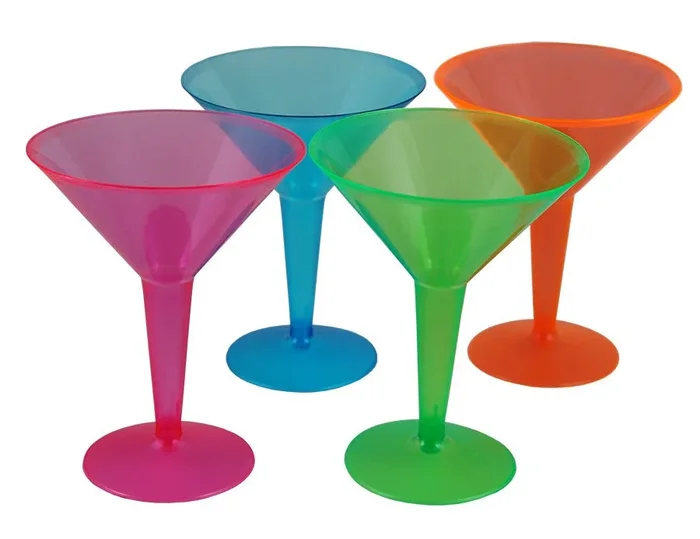 Plastic Martini Cups – Neon 8 ounce w/ Color Options – Pack of 10