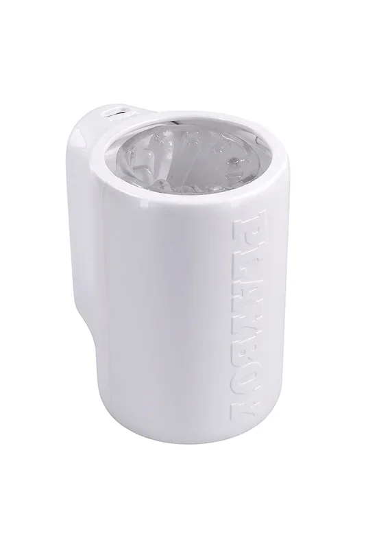 Playboy – Spin Doctor Vibrating & Spinning Stroker – White/Clear