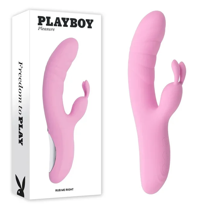 Playboy Pleasure RUB ME RIGHT – Pink 23.2 cm USB Rechargeable Thrusting Rabbit Vibrator