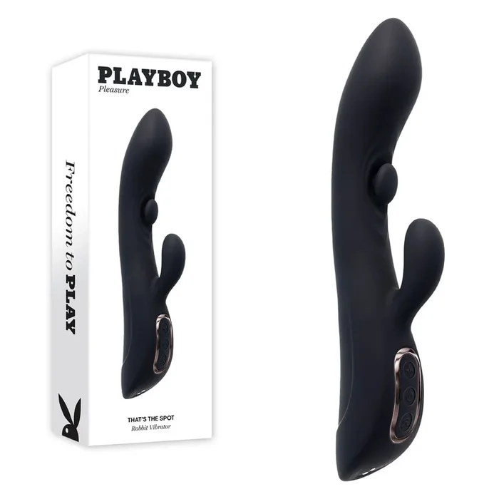 Playboy THATS THE SPOT 23.3 cm USB-R Rabbit Vibe with G-Spot Tapper – Black