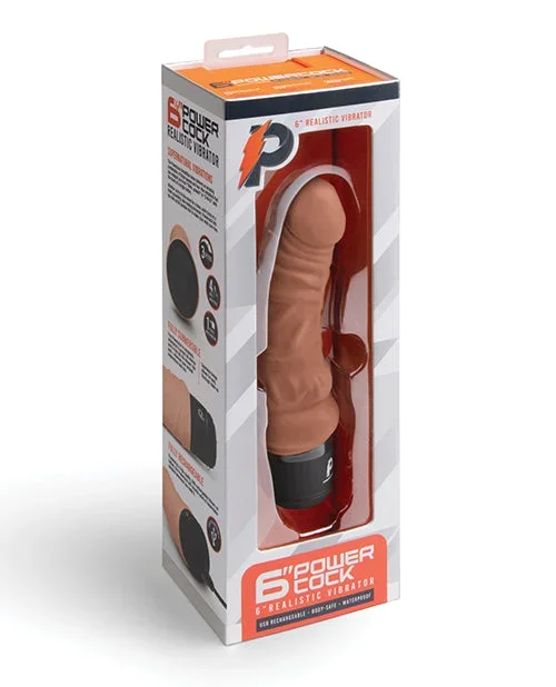 Powercocks 6″ Realistic Vibrator – Mocha