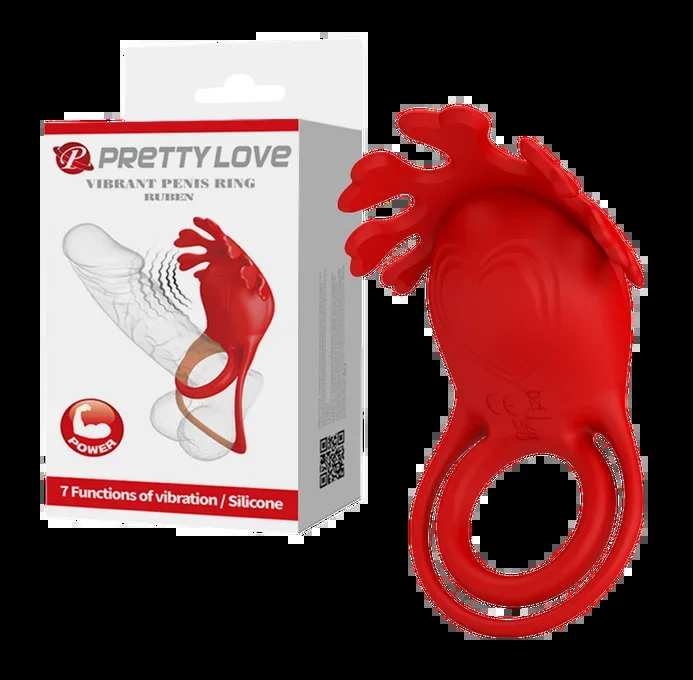 Pretty Love Vibrating Cock Ring Ruben (Red)