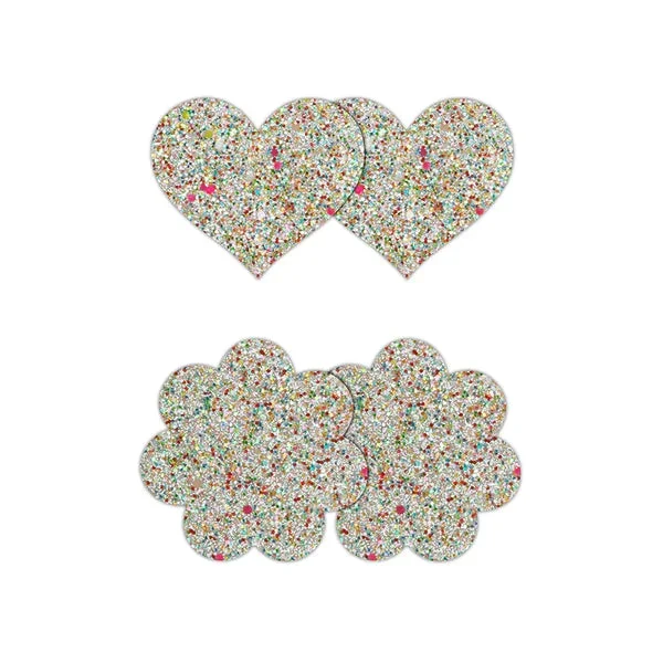 Pretty Pasties Heart & Flowers 2pk Glow In The Dark by NS Novelties