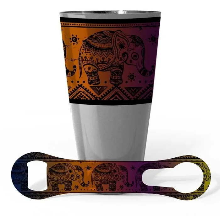 Printed Cocktail Shaker and V-Rod® Bar Set – Bright Elephants