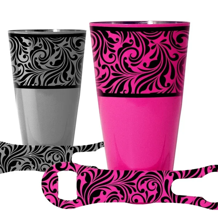 Printed Cocktail Shaker and V-Rod® Bar Set – Floral Swirl – Color Options