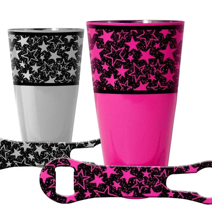 Printed Cocktail Shaker and V-Rod® Bar Set – Grunge Stars – Color Options