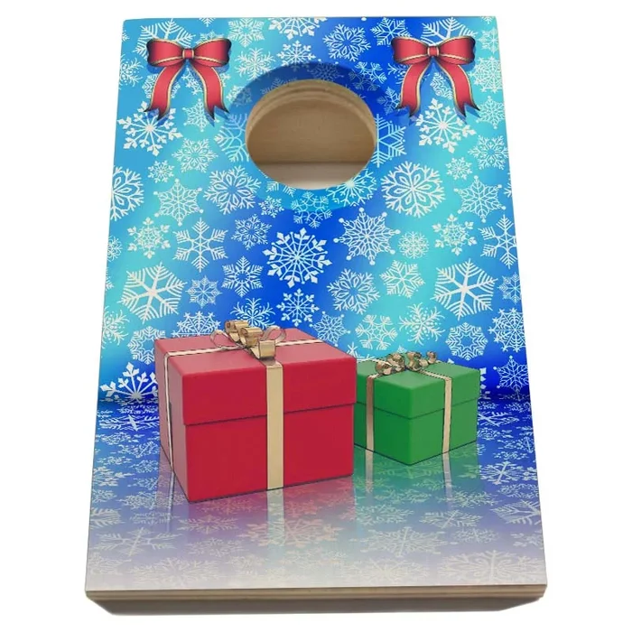 Quarter Master – Tabletop Cornhole Game with Quarters – Snowflakes and Gifts