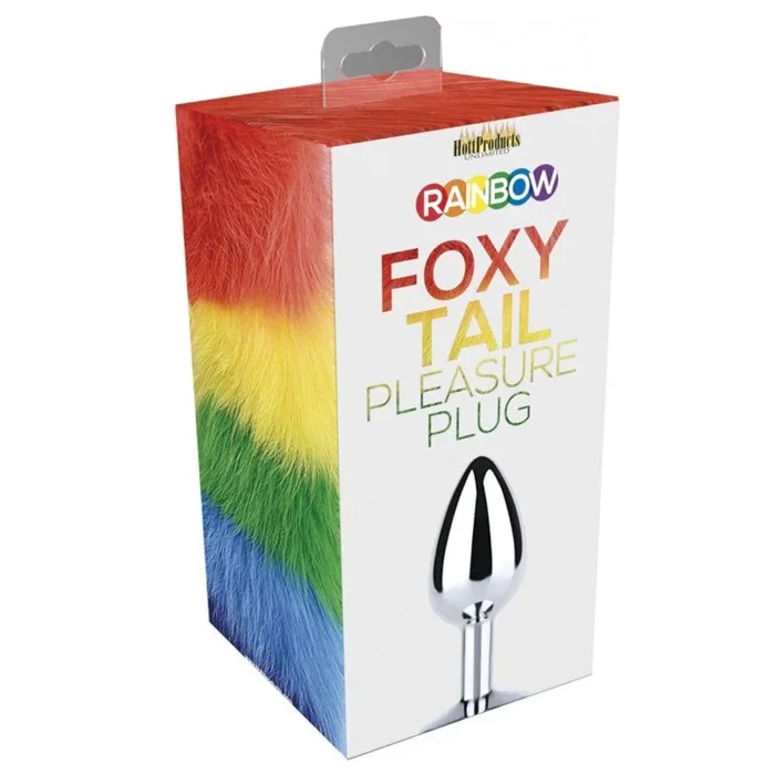 Rainbow Foxy Tail Fur Tail With Stainless Steel Butt Plug