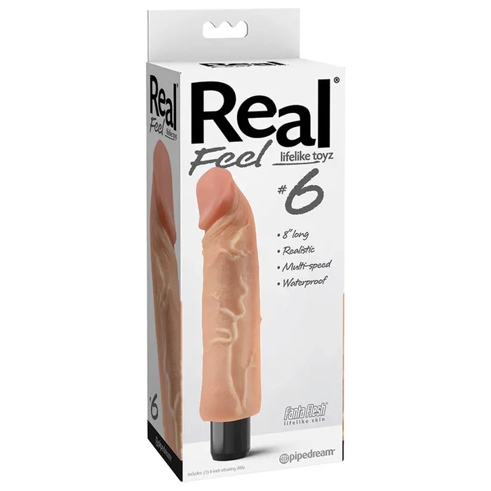 Real Feel No. 6 Vibrating Dildo – Light 8″