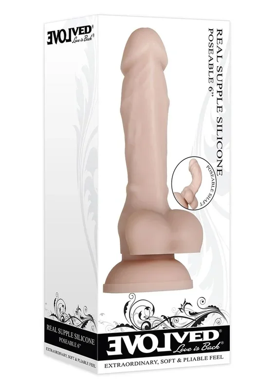 Real Supple Poseable Silicone Dildo with Balls