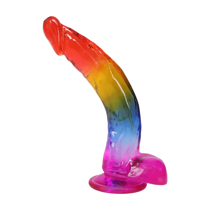 Realistic Cock with Balls – 24,1 cm – Rainbow