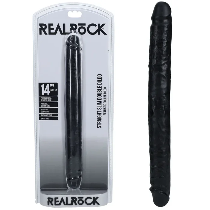 REALROCK 35cm Slim Double Dildo – Black