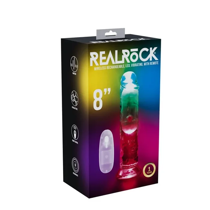 REALROCK 8” No Balls Wireless Rechargeable LED Vibrating Dong