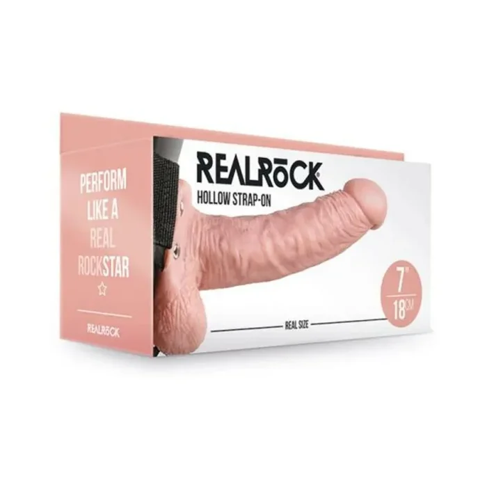 Realrock Hollow Strap-on With Balls 7 In. Vanilla