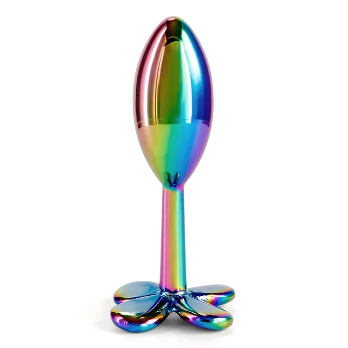 Rear Assets Rainbow Metal Clover Mini Butt Plug