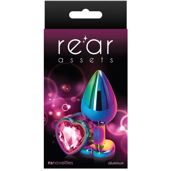 Rear Assets Rainbow Pink Heart Aluminum Butt Plug – Medium