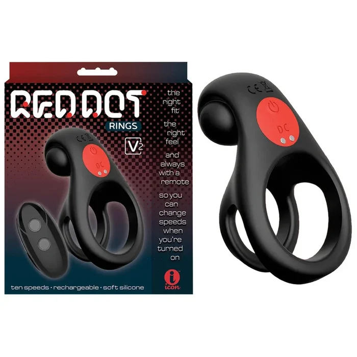 Red Dot Rings – V2 – USB Rechargeable Vibrating Cock & Ball Ring with Remote