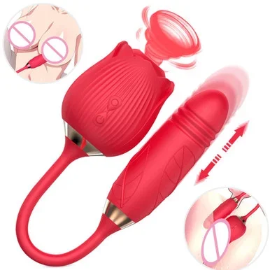 Red Rose With Thrusting Dildo