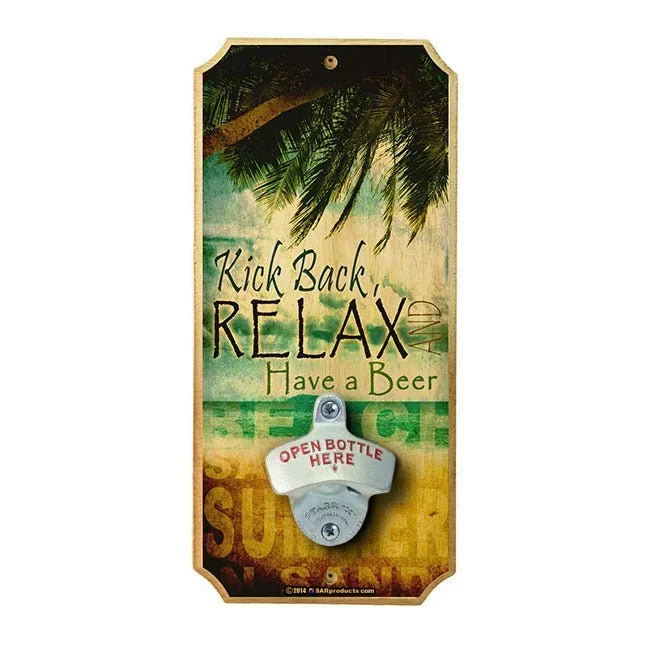 RELAX – Wall Mounted Wood Plaque Bottle Opener