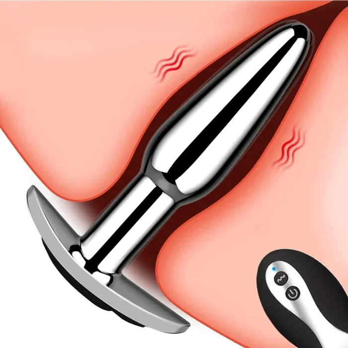 Remote Metal Butt Plug with 10 Vibrations for Deep Prostate Fun