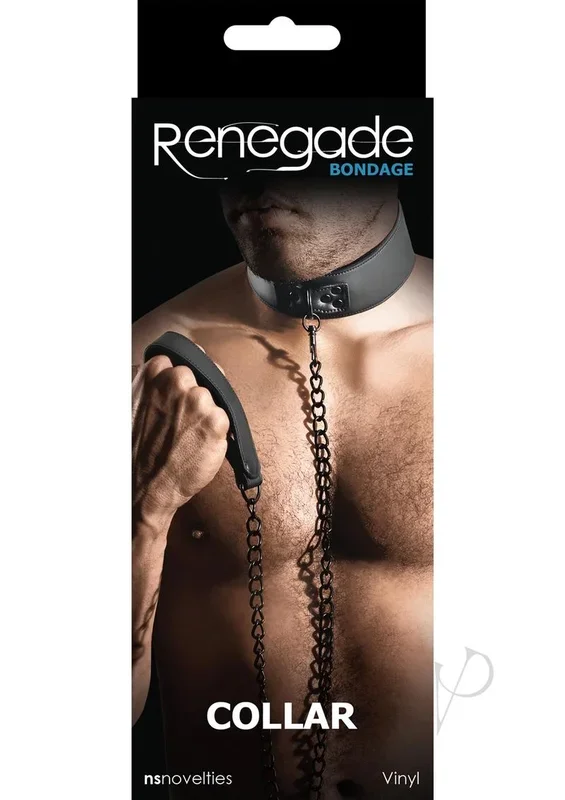 Renegade Bondage Sex Collar Vinyl And Metal Black