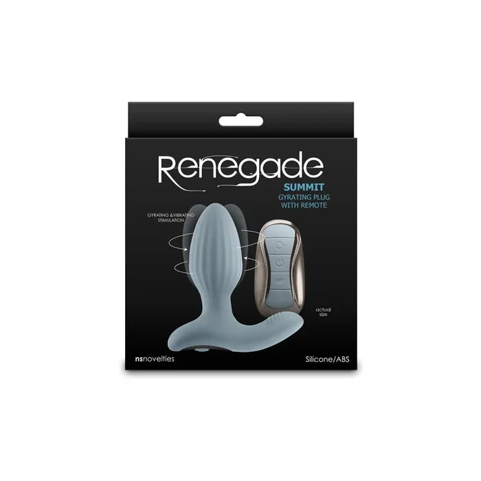 Renegade Summit – Grey – Grey 10.2 cm USB Rechargeable Vibrating Butt Plug with Remote