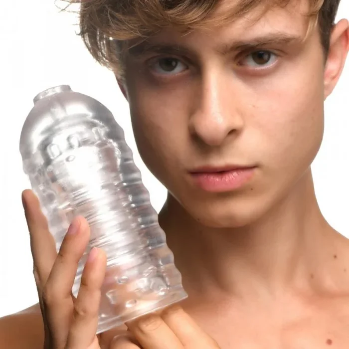 Ribbed Inner Tunnel Penis Toys Soft Stretchy Squeeze Milker Thick Masturbation Sleeve