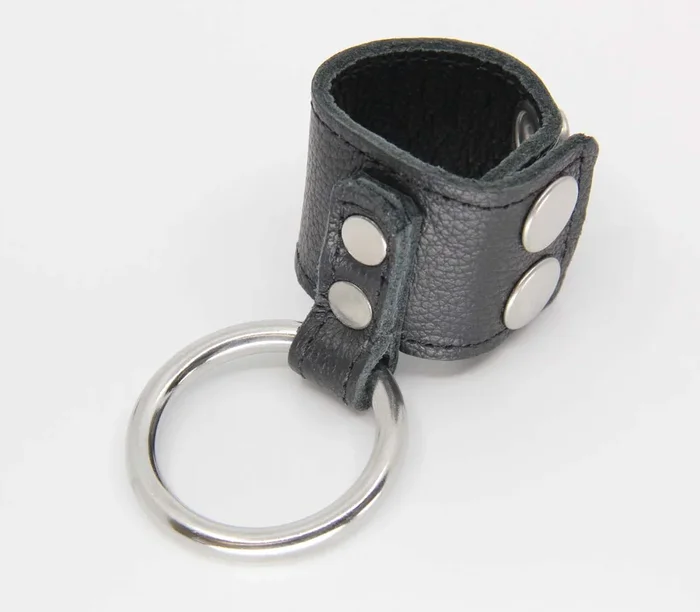 Rin005 Cock Ring W/ Leather Adjustable Quick Release Ball Stretcher