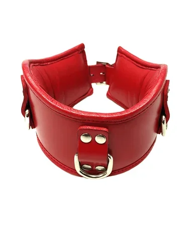 Rouge Leather Padded 3 D-Ring Posture Collar