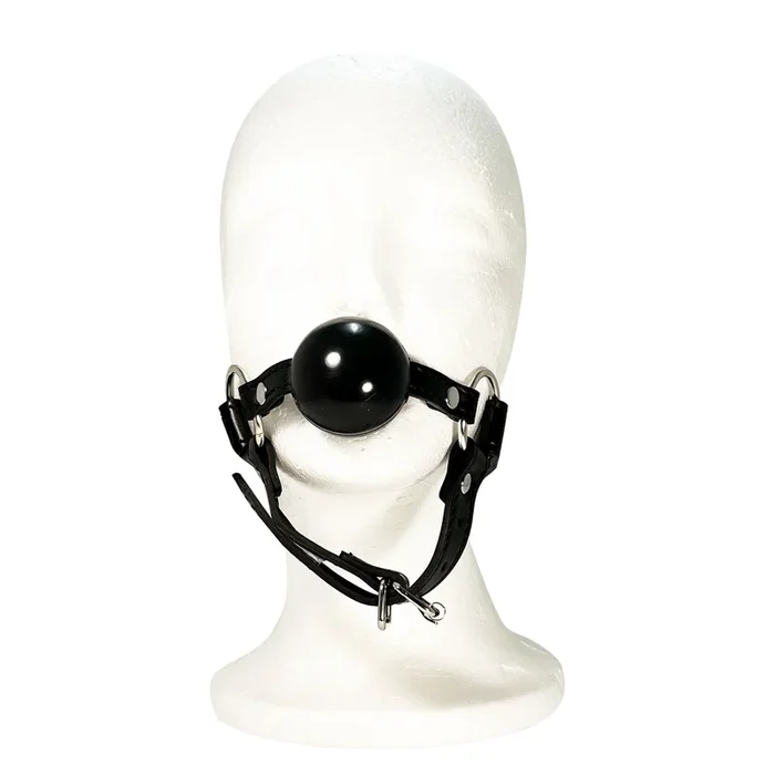 Rubber Ball Gag with Chin Strap by Fetish Pleasure Play in Black