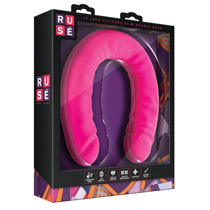 Ruse Silicone Double Headed G-Spot Hot Pink 18-Inch Long Dildo