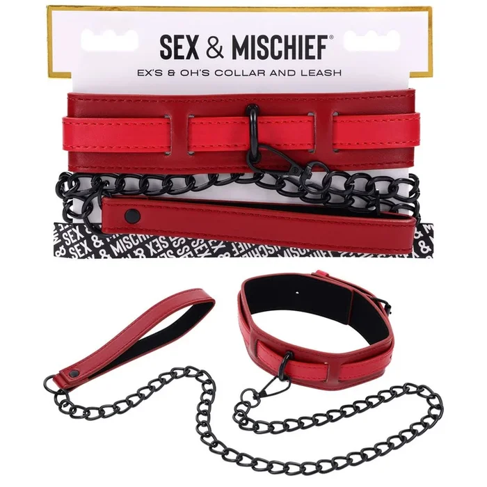 S&M Exs & Ohs Collar and Leash – Red Neck Restraint