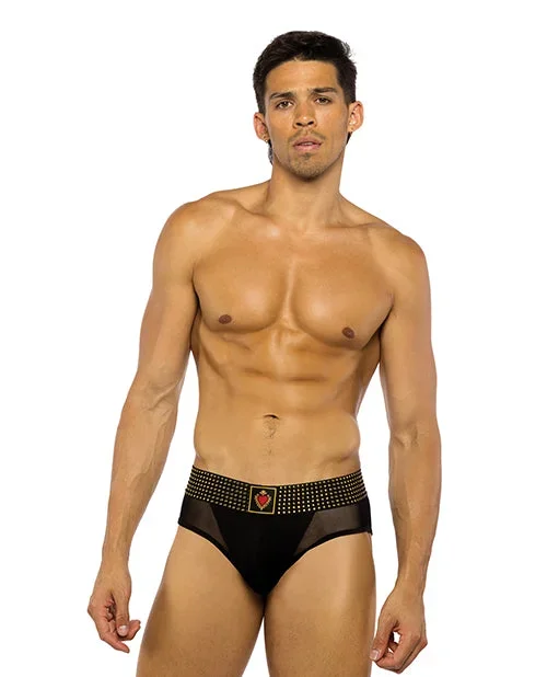 Sacred Heart Briefs w/Studded Elastic Waist Band – Black SM